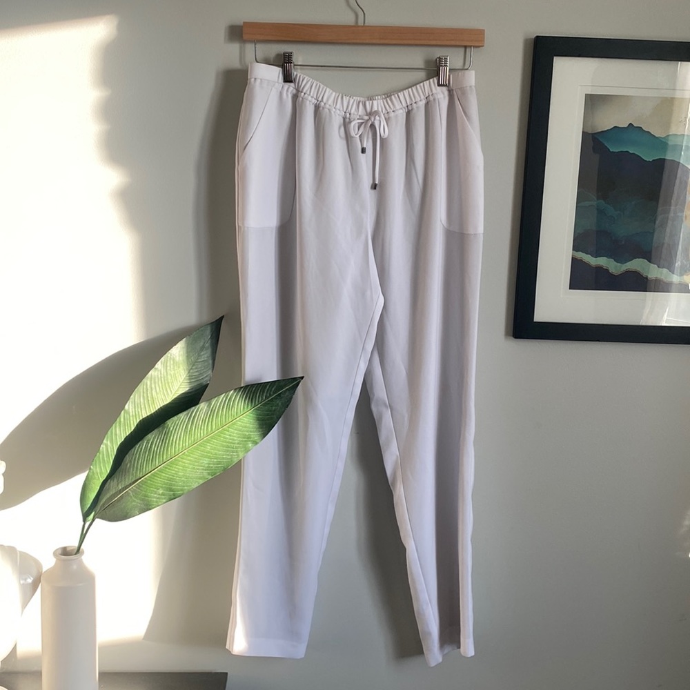 T Tahari White Elastic Waist Pants Sz M